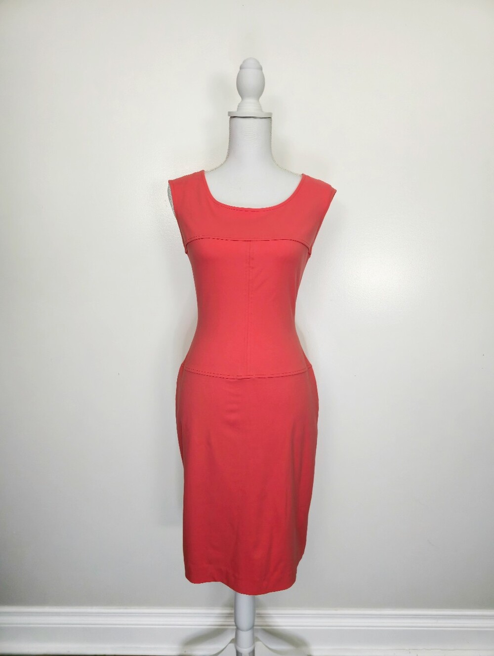 Cynthia Rowley Sleeveless Summer Coral Midi Sheath Dress